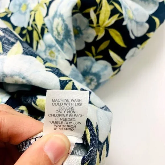 J. Jill Dress Love Linen Floral Hibiscus Shift Small Petite Tropical Hawaii Midi - Picture 9 of 11